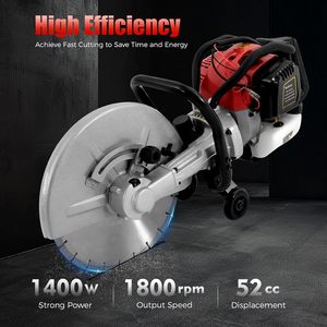 1400W a Gas 14 "Cut-Off in calcestruzzo nuova taglierina a disco motore a 2 tempi da 52cc con componente del motore del nucleo della ruota direzionale - Product Image 3