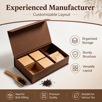 Boîte cadeau de thé brun de qualité supérieure HuanXing, boîte d'emballage rigide à couvercle rabattable avec logo personnalisé et diviseurs intérieurs pour coffret cadeau de sachets de thé