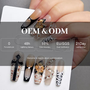 <span class=keywords><strong>Uñas</strong></span> Acrílicas Postizas al por Mayor, Punta Francesa, Largas, Cobertura Completa, Reutilizables, <span class=keywords><strong>Kit</strong></span> <span class=keywords><strong>de</strong></span> 10 <span class=keywords><strong>Uñas</strong></span> Acrílicas para Mujer - Product Image 4