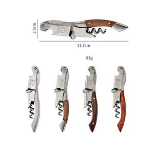 Sacacorchos de Acero Inoxidable con Mango de Madera, Abridor de Botellas de Vino 3 en 1 y Cortador de Papel de Aluminio, Regalo Promocional para Bodas - Product Image 3