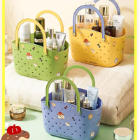 Panier de rangement pour salle de bain avec poignée - Organisateur portable multifonctionnel rectangulaire en plastique PP pour le rangement des articles de toilette en dortoir