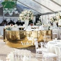 Table haute moderne en acier inoxydable avec plateau en verre pour les fêtes, les événements, le salon, l'appartement