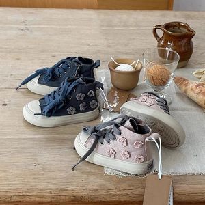 أحذية قماشية عالية الرقبة للبنات بتصميم زهور صغيرة وسحاب جانبي، إصدار خريف <span class=keywords><strong>2026</strong></span> الكوري الجديد، كاجوال ومتعددة الاستخدامات - Product Image 1