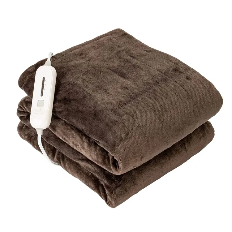 Super Soft Plush Fleece Heated Throw Blanket with Auto Off Timer Function