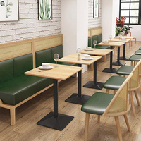 Ensemble de meubles de restaurant et d'hôtel contemporains XZY OEM, table en bois, chaises en rotin, canapé en cuir vert, sièges de banquette