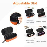 Étui à lunettes étanche et réglable en EVA orange avec double compartiment et mousqueton pour le sport et l'usage quotidien