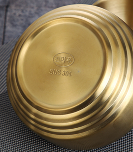 Vente en gros de bols coréens en acier inoxydable 304 <span class=keywords><strong>doré</strong></span> avec couvercle, bol à riz, bol à soupe, anti-chute, bol à <span class=keywords><strong>salade</strong></span> coréen - Product Image 5