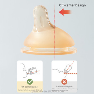 2023 usine nouveau Design hors centre col large silicone bébé <span class=keywords><strong>biberon</strong></span> mamelon remplacement mamelon flux naturel - Product Image 3