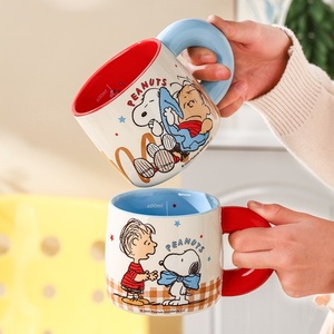 Wholesale New Cute Cartoon Pottery Ceramic Coffee Cups Charlie Brown Design Reusable Custom Brand White <b>Box</b> Packaging Birthday - Product Image 3