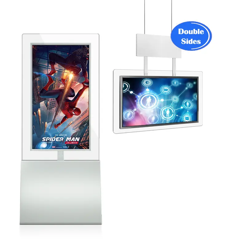 49 55 Ultra Thin Hanging Double Sided Lcd Display Indoor 4K Advertising Window Hd Screen Digital Signage