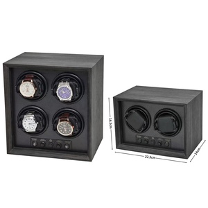 Boîte de remontoir de montre automatique en bois de santal noir de luxe Boîte de présentation rotative en bois silencieuse de qualité supérieure 2 ou 4 emplacements - Product Image 1