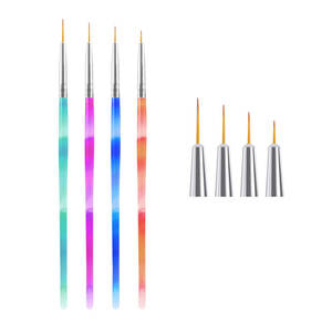 Personalizza 3/4Pcs Liner Nail Art Brush disegno intaglio pittura penna stampata gradiente UV Gel Polish spazzole per strumenti per Manicure - Product Image 6