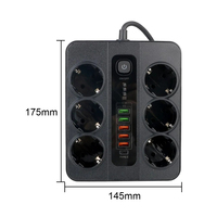 PUJIMAX Smart EU Plugs 6 prises parasurtenseur allemand prise de courant domestique avec interrupteur et port USB Type C charge 5V 4.2A prise