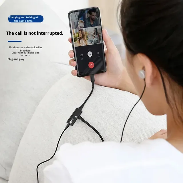 Brand New 60W USB-C to USB-C Adapter with 3.5mm and USB-C Audio PD Fast Charging DAC Converter for Mobile Phone and Hi-Fi