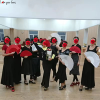 Kipas plastik personalisasi kipas tangan tari besar 33 Cm kipas lipat untuk Tari Flamenco