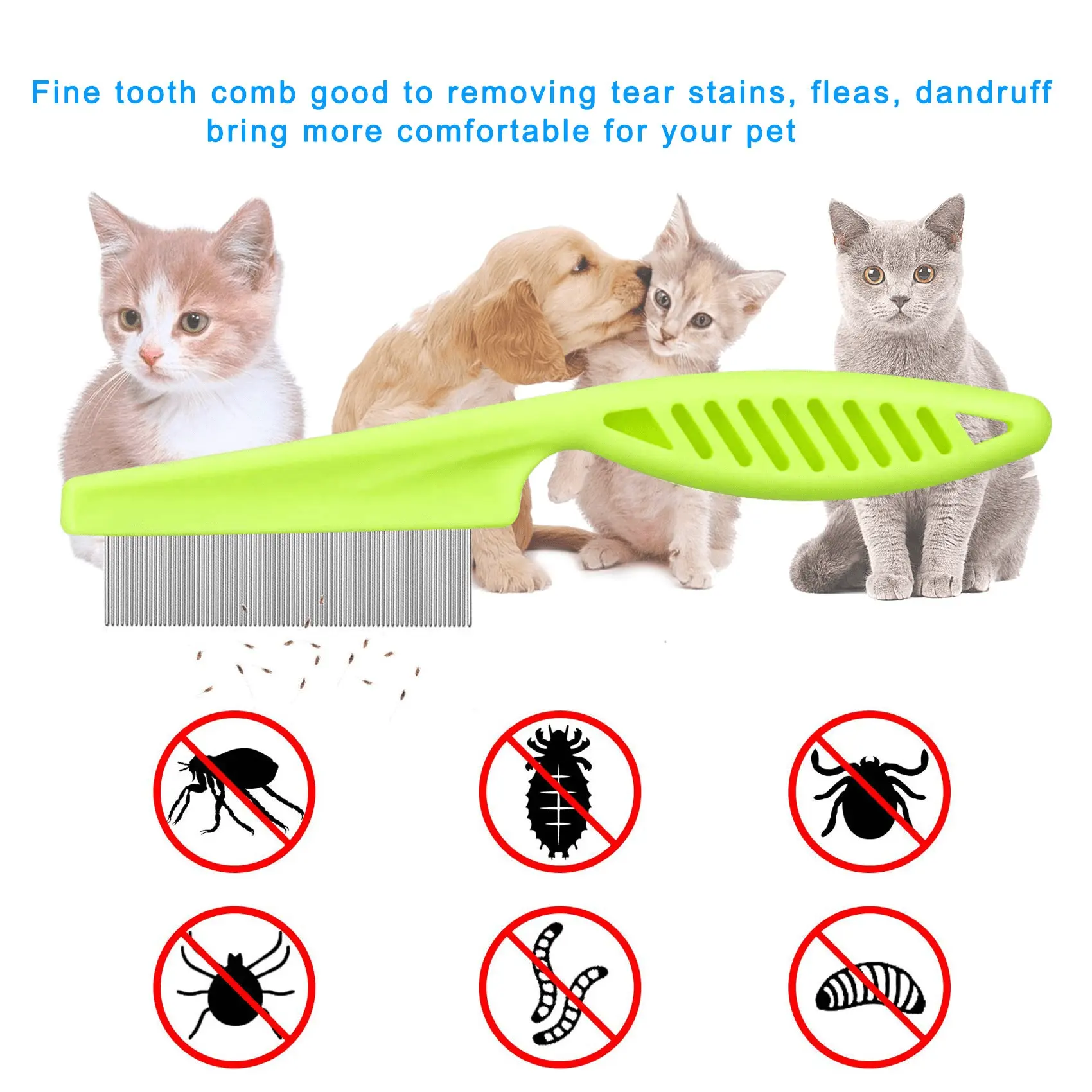 wholesale 7 Pcs Pet Flea Lice Comb Dog Grooming Comb Stainless Steel Tick Combs Lice Remover Brush for Dog Cat