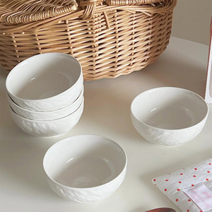Juego de Tazones de Cerámica Blanca con Diseño de Roca, Apilables, para Arroz, Postre, Vajilla para el Hogar - Product Image 1