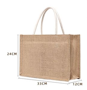 Customized logo Print Reusable Eco-friendly Multi-size Shopping Jute Tote Bag Business Promotion <b>Gift</b> - Product Image 4