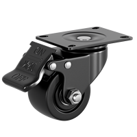Roda Putar Millmiss Low Center of Gravity Caster 1.5/2/2.5/3 Inch PP Solid Wheel Plate Mount Swivel dengan Rem, Perlengkapan Kabinet yang Tahan Lama