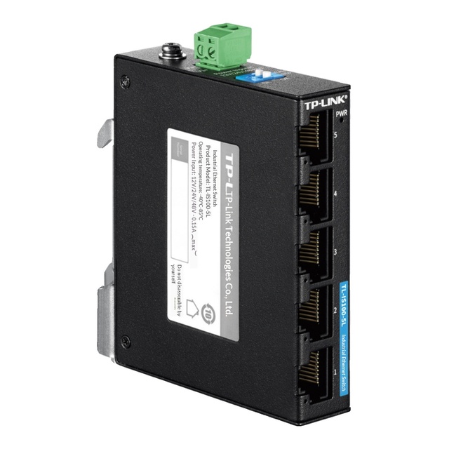 TP-LINKC5-Port Industrial Ethernet Switch DIN Rail Mount RJ45 Connector Industrial Grade TL-IS100-5L