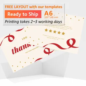 A6 customized small quantity gift card flyer thankyou card for individual