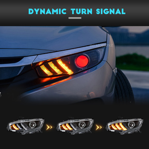 ไฟหน้าสไตล์มัสแตงรุ่นที่ 10 ของ HCMOTIONZ สำหรับ Honda <span class=keywords><strong>Civic</strong></span> ปี 2016 2017 2018 2019 2020 <span class=keywords><strong>2021</strong></span> ไฟหน้า LED - Product Image 4