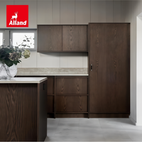 Meuble de cuisine Alland haut de gamme, design minimaliste scandinave, chêne foncé, porte de meuble encastrée, facile à assembler