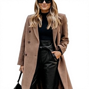 Abrigo Largo de Lana para Mujer, Cuello Alto, Gabardina Larga de Invierno, Ecológico, Ligero, Forro de Satén, Personalizado OEM - Product Image 1