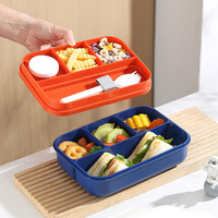 Boîte à lunch en plastique double couche de grande capacité avec logo personnalisé pour enfants avec couverts Conteneur de pique-nique portable pour le petit-déjeuner scolaire