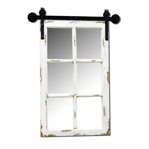 Miroir mural porte-bonheur pour fenêtre en bois de sapin, style Vintage rectangulaire, ferme cadre solide, fabricant en bois blanc