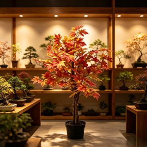 Árbol artificial de arce rojo con 3 troncos y 2 ramas, árbol de simulación en maceta para decoración de esquinas de hogar u oficina - Product Image 3