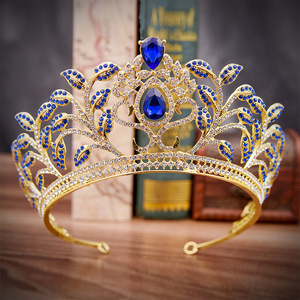 Vintage Retro oro Boda nupcial Tiaras y <span class=keywords><strong>coronas</strong></span> para las mujeres novia concurso Real Corona boda accesorios de la joyería de ZGH1132 - Product Image 4