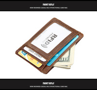 Pdt Dompet Kulit Sapi Asli Pria, Dompet Blok RFID Klip Kartu Ramping
