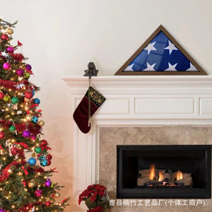 Wooden Flag Storage Box Triangular Wall Desktop Decoration Handmade Covered 1L Capacity Retro Color Solid Pattern - Product Image 1