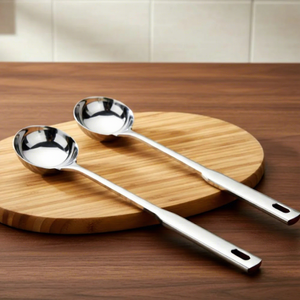 ชุดทัพพีสแตนเลส 2 ชิ้น ด้ามยาว สำหรับตักน้ำซุป ซอส แกง อาหาร ใช้ในครัว - Product Image 5