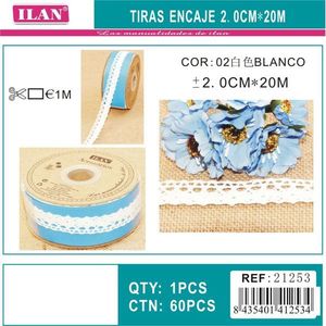 Strisce di pizzo Ilan 2,0 cm x 20 m, nastro bianco per decorazioni fai da te - Product Image 3