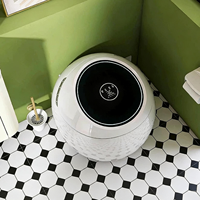 WC intelligent monobloc à poser au sol avec chauffage électrique, chasse d'eau par capteur, ouverture automatique, drainage en S et télécommande incluse