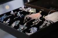 XILIANGFEIZI Französische Luxus-Tierfeder-Brosche Natürliche Perle Pfau Fuchs Libelle Anstecknadel Anzug Kleid Accessoires