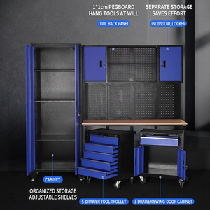 <b>Tool</b> <b>Cabinet</b> With Pegboard 5 Drawers Keyed Lock Industrial Workshop Storage Unit - Product Image 1