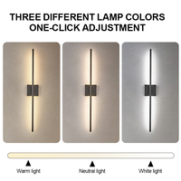 Applique murale LED linéaire à tube long, base carrée, or, noir, argent, 6000 mAh, pour chambre à coucher, chevet, salon, couloir