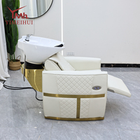 Chaise de lavage électrique 2-en-1 inclinable pour salon, avec bac à shampoing en céramique et fonction de massage par vibration