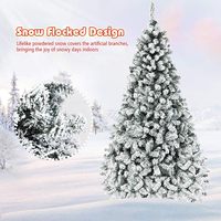 Sapin de Noël artificiel pré-éclairé de 1,2 à 2,7 m, en PVC premium floqué, pliable, avec support métallique et lumières LED, pour intérieur/extérieur