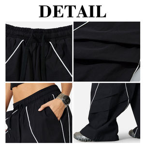 Pantalon cargo ample à taille élastique pour femme KingSen, avec surpiqûres contrastées, style streetwear hip-hop, pantalon baggy - Product Image 6