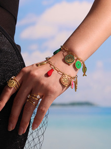 Pulseras de acero inoxidable estilo vacaciones de verano que no se decoloran - Product Image 3