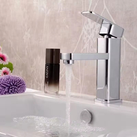 Keran Wastafel Krom Kuningan Modern FEIDU dengan Inti Katup Keramik - Keran Kamar Mandi Satu Pegangan Terpasang di Dek