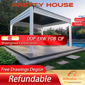 Luxury Modern Automatic Louver Roof Electric Aluminum Big Garden Pergola Outdoor