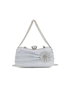 Bolso de mano de noche Bell Master Quality con cadena cuadrada de diamantes de imitación plisados, brillante, de lujo, para fiesta - Product Image 2