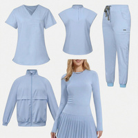 Veste zippée extensible personnalisée en gros, confortable, 2/3/4/5-en-1, ensemble uniforme médical pour hommes et femmes, tenue d'infirmière