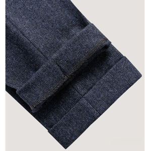 <span class=keywords><strong>Pantalon</strong></span> formel <span class=keywords><strong>homme</strong></span> OEM ODM 2026 en velours côtelé de <span class=keywords><strong>laine</strong></span> léger, taille mi-haute, coupe droite ajustée, double plissé - Product Image 3
