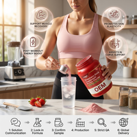 Boisson végétalienne sans OGM pour la nutrition sportive des adultes, favorisant le renforcement musculaire, au collagène et au lactosérum, saveur fraise, en gros